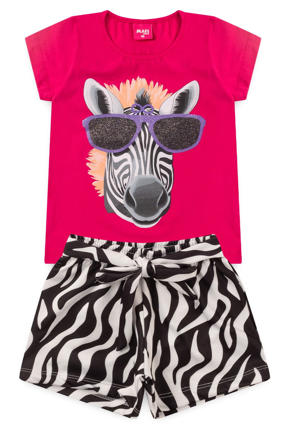 Conjunto Zebra Blusa e Shorts- Pink- Imagine Ella