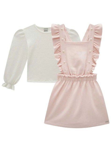 04 conjunto de blusa e salopete em moletom com pelucia infanti