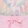 03 conjunto blusa e shorts em sarja unicornio menina e boneca