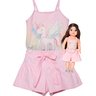 05 conjunto blusa e shorts em sarja unicornio menina e boneca