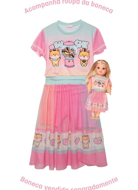 05 conjunto blusa e saia midi menina e boneca