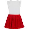 02 blusa e saia com shorts embutido menina e boneca