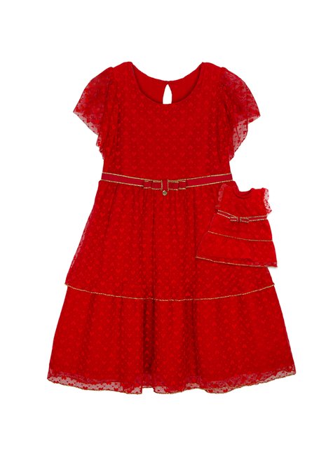01 vestido em tule rendado menina e boneca