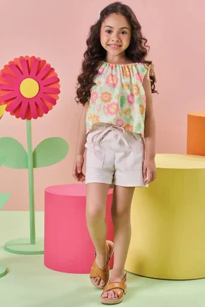 03 conjunto blusa e shorts em sarja kukie