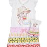 02 conjunto blusa e shorts fruits menina e boneca