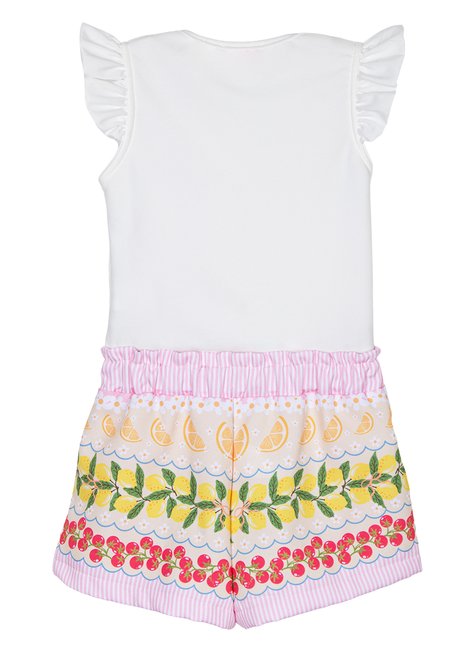 03 conjunto blusa e shorts fruits menina e boneca