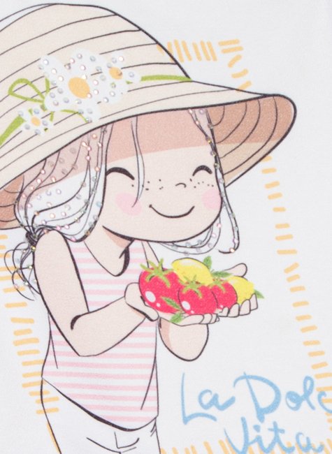 04 conjunto blusa e shorts fruits menina e boneca